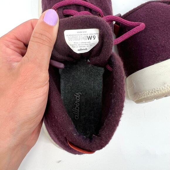 Allbirds Burgundy Hi-Top Wool Runner-Up Sneakers Women's Size 9 - Picture 7 of 7